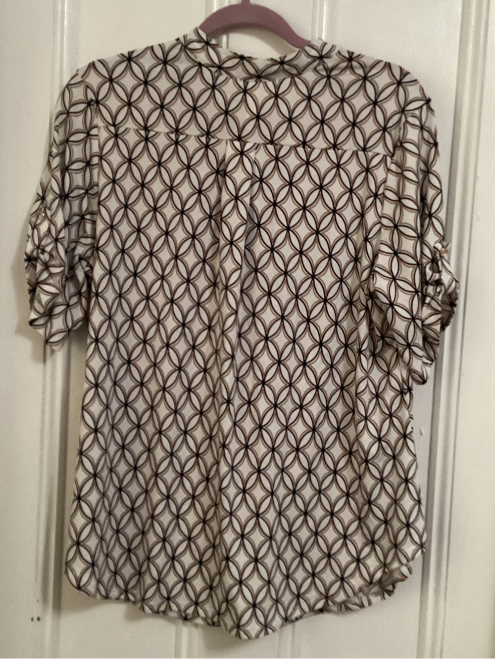 Perseption Cream Blouse with Black Geometric Print - Picture 4 of 4